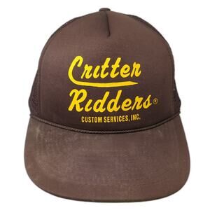 Cameo Brown Yellow Critter Ridders Custom Services Trucker Hat Snapback OSFM